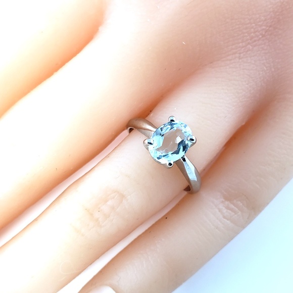 Vintage 14 Karat White Gold Aquamarine Ring Size 5.5 JAGi Certified #13748